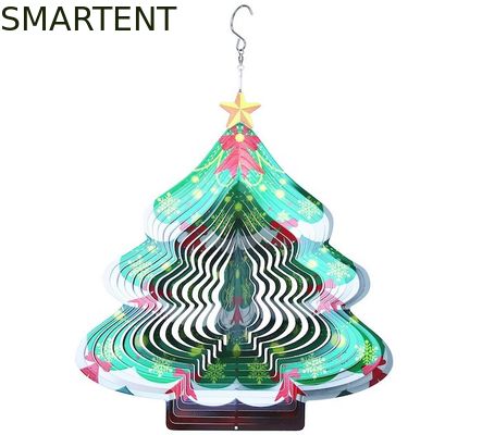 Acheter Carillons de vent tournants d'arbre de Noël du fileur 3D de vent en métal de la largeur 27cm fabrication en ligne
