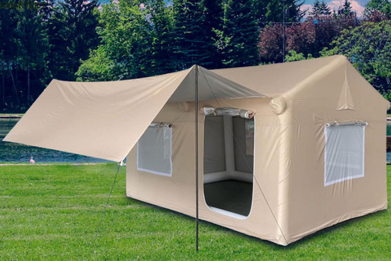 Tentes de camping extérieures 410*270*200CM Tente gonflable en coton beige imperméable pour 3-4 personnes Style cabane forestière Léger et durable pour les aventures en plein air fournisseur