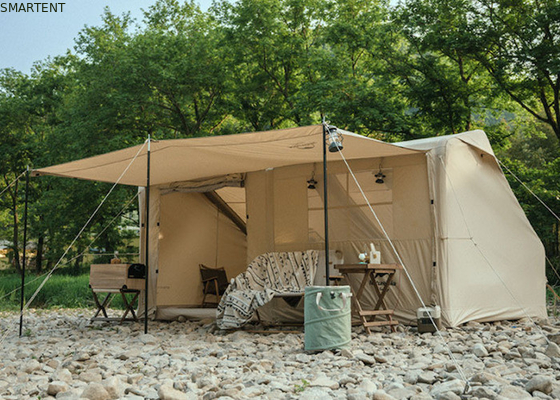 Tentes de camping extérieures 410*270*200CM Tente gonflable en coton beige imperméable pour 3-4 personnes Style cabane forestière Léger et durable pour les aventures en plein air fournisseur