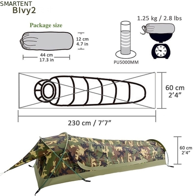 Tentes de camping extérieures 230*60*35CM Tente de tunnel camouflé portable pour 1-2 personnes imperméable à l'eau et facile à transporter fournisseur