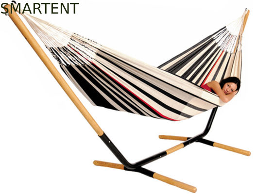 Acheter Le double poly coton dépouille le tissu baladant l'hamac campant extérieur avec le support fabrication en ligne