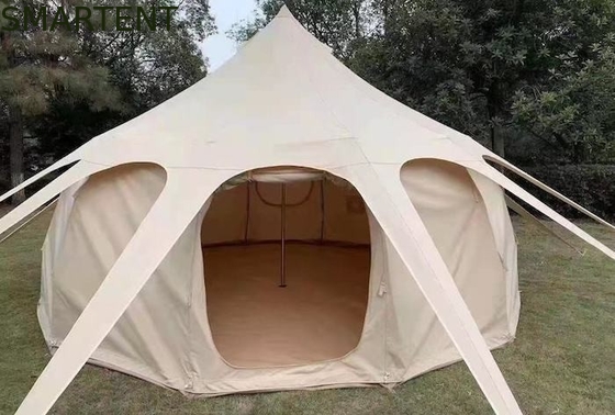 Résistant à l'eau 3000MM enduit 285G Beige Couleur coton Lotus Camping Tents extérieurs 5*5*3M fournisseur