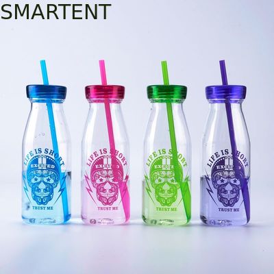 Acheter Bouteilles d'eau en plastique promotionnelles 450ML de séance d'entraînement de bouteille de boissons de mode avec Straw Milk Flask fabrication en ligne