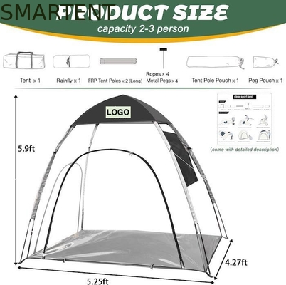 5.25*4.27*5.9FT Tentes de sport en PVC transparentes en polyester noir résistant à l'eau à l'extérieur fournisseur