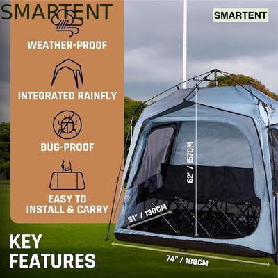 157*130*188CM 4 personnes cadre automatique en fibre de verre gris polyester pop up tente de sport imperméable à l'eau simple couche facile à installer fournisseur