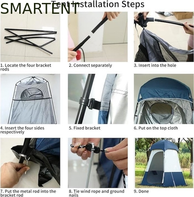 160*160*240CM Bleue imperméable à l'eau 210T Polyester Pop Up Tentes de confidentialité avec protection UV pour le camping et les événements en plein air fournisseur