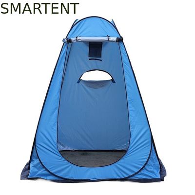Acheter 150*150*190CM imperméable à l'eau bleu 210T argenté revêtu de polyester UV protégé Pop Up tente de confidentialité avec fenêtres latérales ventilées fabrication en ligne
