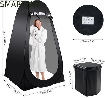 47.2*47.2*74.8 pouces Tente de confidentialité en polyester couverte d'argent noir avec protection UV pour les événements de camping sur la plage fournisseur