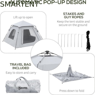 118*118*78.75 pouces 2 à 3 personnes imperméable à l'eau Tente de camping automatique avec poteaux en fibre de verre et fenêtres en maille fournisseur