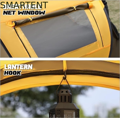 96*59*41 pouces de polyester jaune Tente de camping 4 saisons avec fenêtres en maille et conception imperméable pour 2 personnes fournisseur