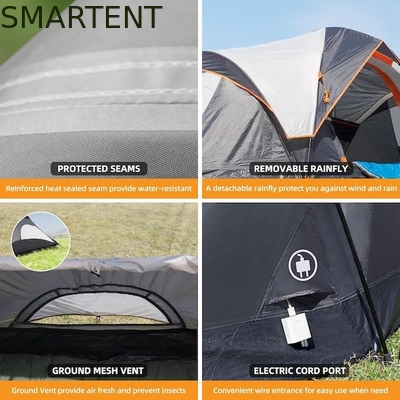 410*210*140CM Tente de camping en polyester gris 6 saisons avec plancher étanche / fenêtres en maille fournisseur