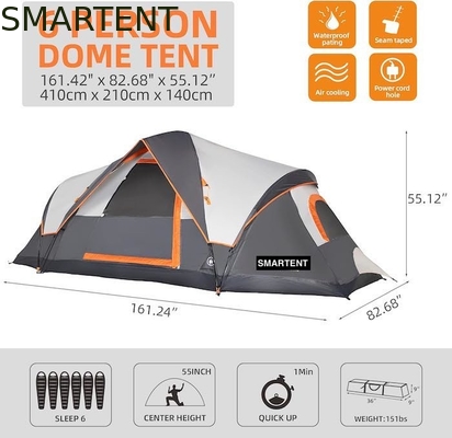 410*210*140CM Tente de camping en polyester gris 6 saisons avec plancher étanche / fenêtres en maille fournisseur