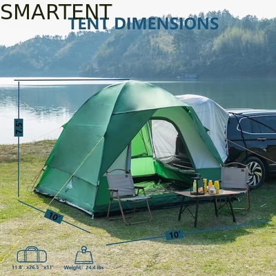 Extérieur 3*3*2.3M 4-6 Personnes Verte imperméable à l'eau PU3000MM enduit Polyester fibre de verre Pole Portable SUV Pickup Tente de camping fournisseur