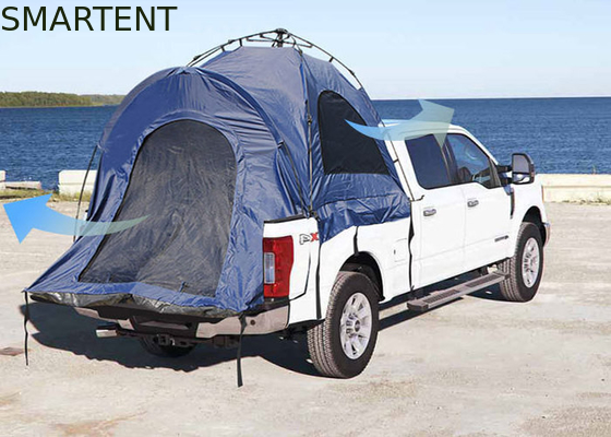 (165+50) * 165*176CM 1 personne Couleur bleue imperméable à l'eau Polyester argenté recouvert 210D Automatique Pop UP Truck Tail Tent fournisseur