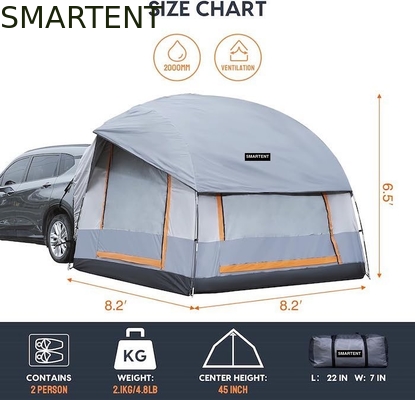 Tente de camping pour SUV 210D en polyester recouvert de gris pour 6 personnes avec fenêtres en maille et protection UV fournisseur
