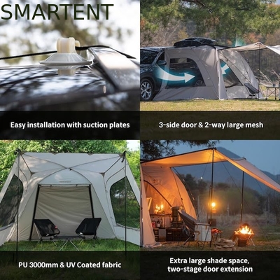 2.49*3.20*1.91M Tente de camping pour voiture grise portable imperméable PU3000MM Tissu en polyester revêtu Pour l'aventure en plein air fournisseur