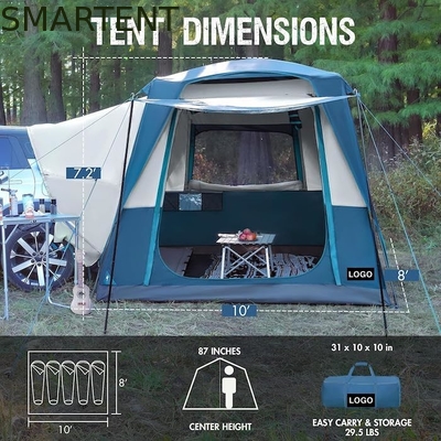 3.05*2.44*2.21M personnalisable 4 saisons Couleur bleue imperméable PU2000MM enduit polyester Mobile Car Camping Tent fournisseur