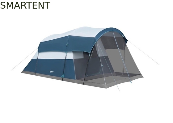 6.1*2.44*1.93M Tente de camping en extérieur à double couleur bleu-gris imperméable enduit en polyester grande tente de camping familiale adaptée pour 6-8 personnes fournisseur
