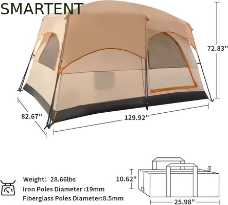 4-personne 3.3*2.1*1.85M Outdoor Tout temps Khaki imperméable enduit de polyester 2-house design tente de camping fournisseur