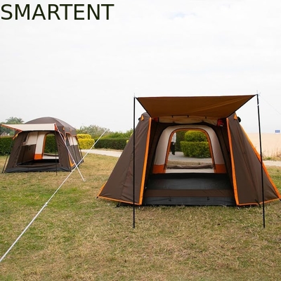6 personnes Spacieux couleur brune imperméable revêtu de polyester extérieur grande famille camping Tentes avec poteaux en fibre de verre fournisseur