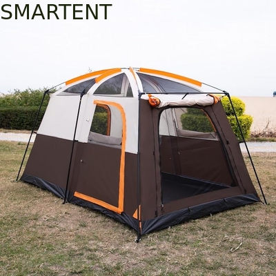 6 personnes Spacieux couleur brune imperméable revêtu de polyester extérieur grande famille camping Tentes avec poteaux en fibre de verre fournisseur