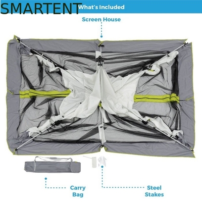 350*300*210CM Tentes de camping personnalisées résistantes à l'eau grises avec fenêtres en treillis de ventilation fournisseur