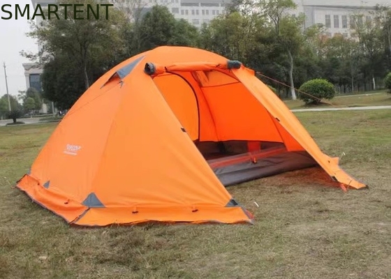 2 personnes Orange PU3000MM enduit de polyester en aluminium cadre de 210T Tente étanche avec sac à main fournisseur