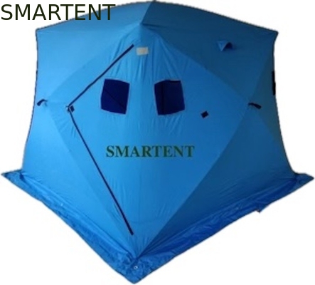 147X147X165CM Tente de travail en plein air noire Tente de travail en fibre de verre imperméable enduit en polyester 150D Un homme se retourne sur le glacier fournisseur