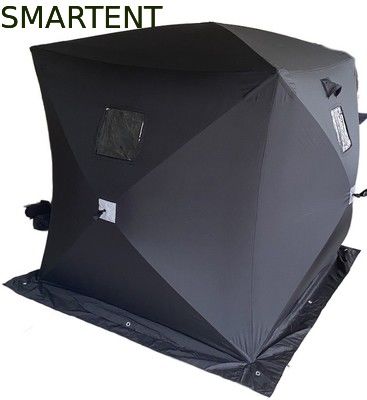 Acheter 147X147X165CM Tente de travail en plein air noire Tente de travail en fibre de verre imperméable enduit en polyester 150D Un homme se retourne sur le glacier fabrication en ligne
