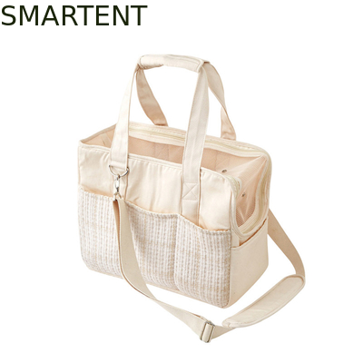 Sac de voyage pour chat en toile beige 38*18*30CM, adorables accessoires pour animaux de compagnie, sac à bandoulière avec collection de tissu doux fournisseur