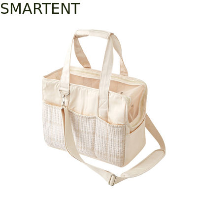 Acheter Sac de voyage pour chat en toile beige 38*18*30CM, adorables accessoires pour animaux de compagnie, sac à bandoulière avec collection de tissu doux fabrication en ligne