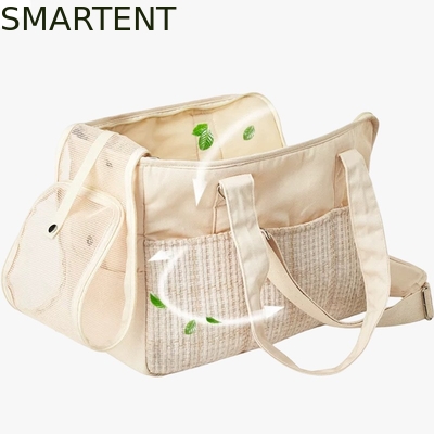 Sac de voyage pour chat en toile beige 38*18*30CM, adorables accessoires pour animaux de compagnie, sac à bandoulière avec collection de tissu doux fournisseur