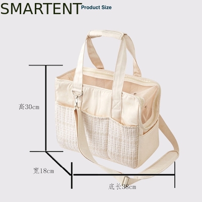 Sac de voyage pour chat en toile beige 38*18*30CM, adorables accessoires pour animaux de compagnie, sac à bandoulière avec collection de tissu doux fournisseur
