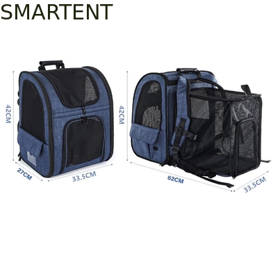 Sac à dos de voyage pour animaux de compagnie extensible en Oxford cationique bleu 33,5*27*42CM, tissu doux, adorables accessoires pour animaux de compagnie pour vos compagnons satisfaits fournisseur