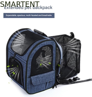 Sac à dos de voyage pour animaux de compagnie extensible en Oxford cationique bleu 33,5*27*42CM, tissu doux, adorables accessoires pour animaux de compagnie pour vos compagnons satisfaits fournisseur