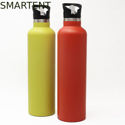 Acheter Peinture personnalisée à plusieurs capacités Couleur jaune 304 en acier inoxydable extérieur de style américain Bouteilles d'eau d'entraînement isolées à large bouche avec poignée de transport fabrication en ligne