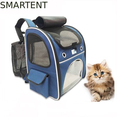 Acheter Sac à dos de voyage extensible pour animaux de compagnie en polyester Oxford bleu lavable, durable, non toxique, idéal pour les propriétaires d'animaux d'intérieur et d'extérieur ayant besoin d'un équipement de voyage sûr et facile à nettoyer fabrication en ligne
