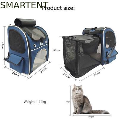 Washable Blue Polyester Oxford Expandable Pet Rucksack Travel Bag Durable Non Toxic Ideal For Indoor Outdoor Pet Owners Needing Safe And Easy To Clean Travel Gear fournisseur