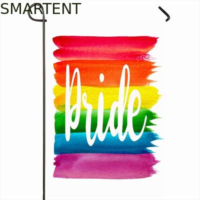 Acheter arc-en-ciel fait sur commande Pride Garden Banner gai de drapeaux de plage de transfert de chaleur du polyester 100D fabrication en ligne