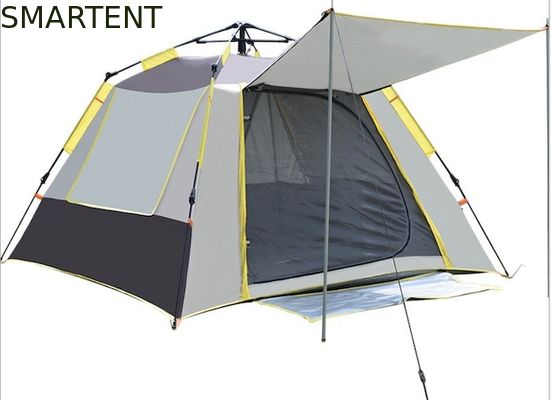 Acheter 210*210*145CM Gris étanche revêtu 190T Polyester Automatique Tentes de camping extérieures Pop Up Tente à l'ombre du soleil Argent PU2000MM fabrication en ligne