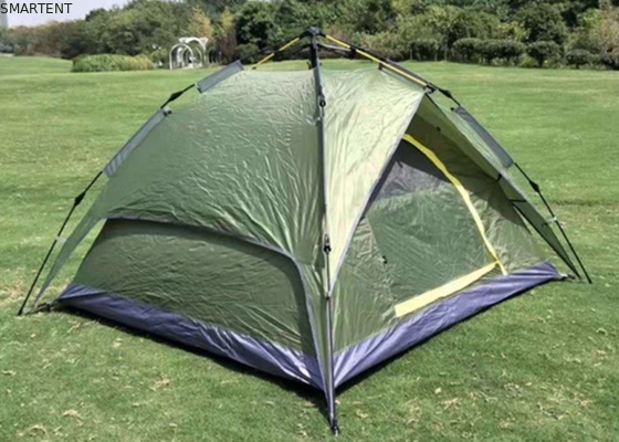 210*210*135cm Poteaux automatiques en fibre de verre imperméables à l'eau PU2000mm revêtus de vert 190T polyester imperméables à la pluie Tentes de camping extérieures fournisseur