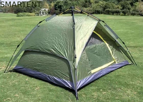 Acheter 210*210*135cm Poteaux automatiques en fibre de verre imperméables à l'eau PU2000mm revêtus de vert 190T polyester imperméables à la pluie Tentes de camping extérieures fabrication en ligne