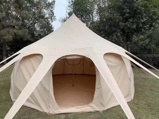 300*300*200CM 5M 280GSM Beige Résistant à l'eau enduit de coton Lotus Design Glamping Tente de camping en plein air fournisseur