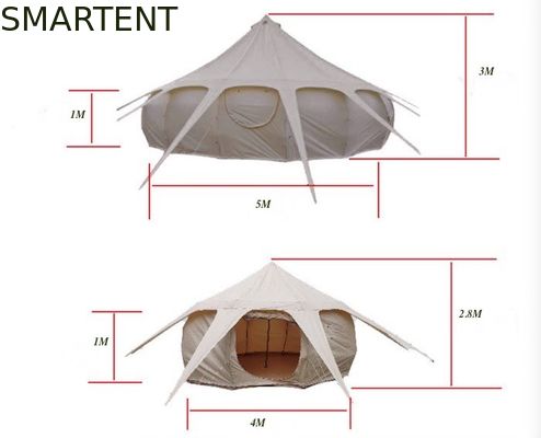Acheter 300*300*200CM 5M 280GSM Beige Résistant à l'eau enduit de coton Lotus Design Glamping Tente de camping en plein air fabrication en ligne