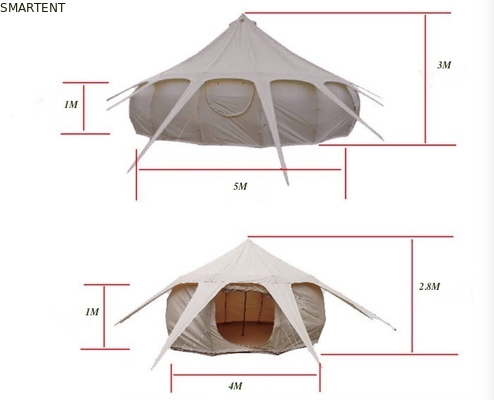 300*300*200CM 5M 280GSM Beige Résistant à l'eau enduit de coton Lotus Design Glamping Tente de camping en plein air fournisseur