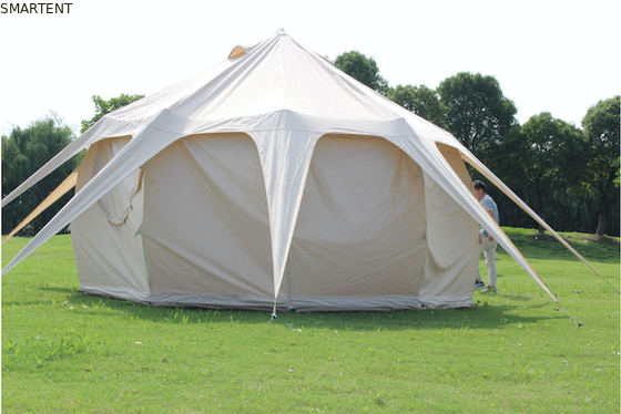 300*300*200CM 5M 280GSM Beige Résistant à l'eau enduit de coton Lotus Design Glamping Tente de camping en plein air fournisseur
