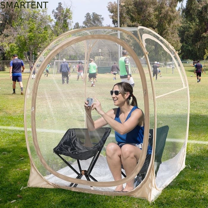 50*50*62'inches PVC extérieur transparent imperméable à l'eau cadre en fibre de verre à une seule couche Pop Up tente de sport avec protection UV fournisseur