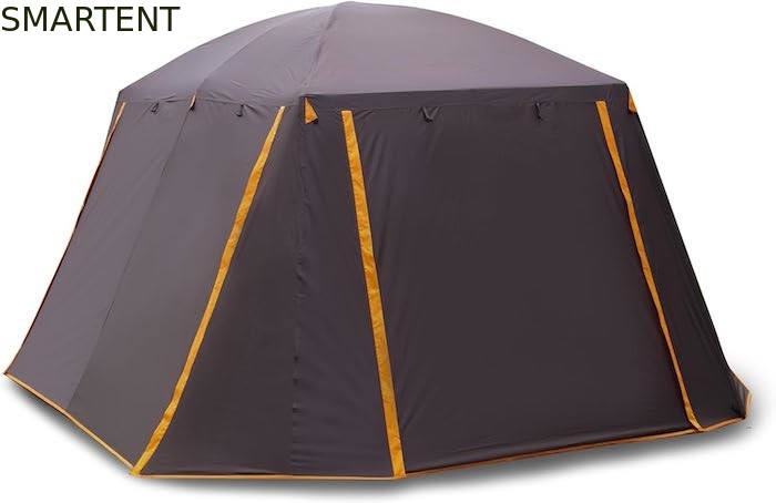 6 personnes Spacieux couleur brune imperméable revêtu de polyester extérieur grande famille camping Tentes avec poteaux en fibre de verre fournisseur