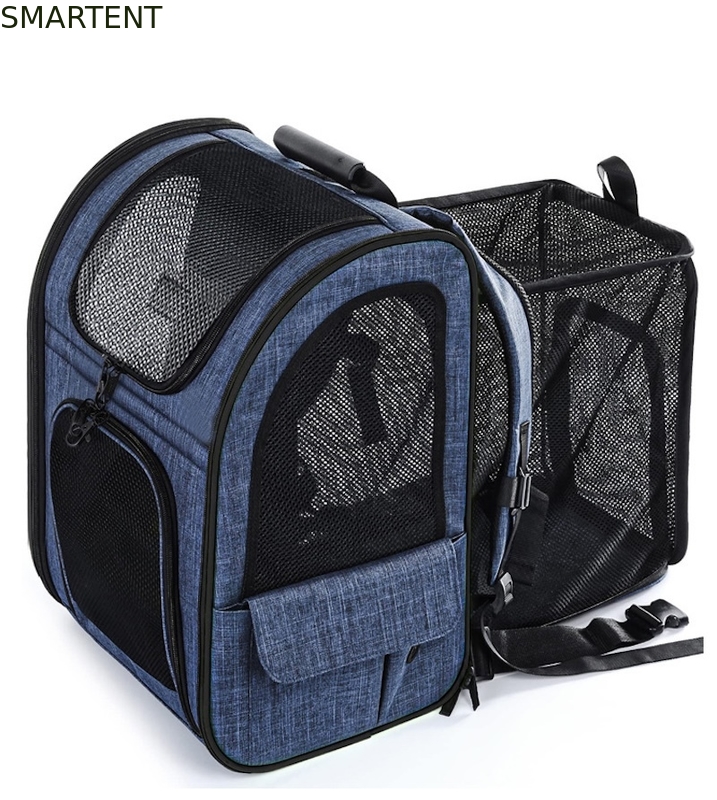 Sac à dos de voyage pour animaux de compagnie extensible en Oxford cationique bleu 33,5*27*42CM, tissu doux, adorables accessoires pour animaux de compagnie pour vos compagnons satisfaits fournisseur